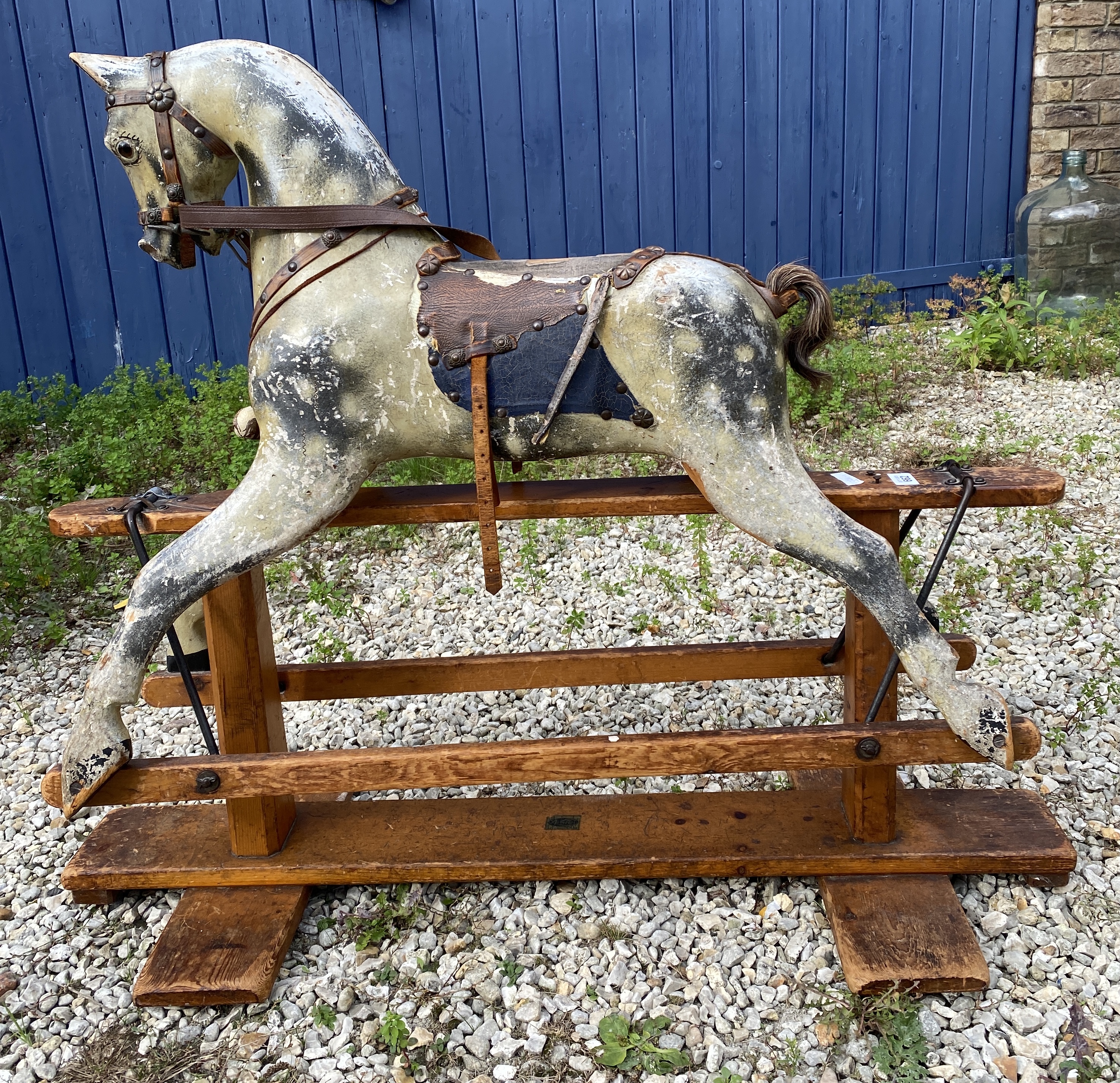 Edwardian wooden rocking horse, BCL Rambler Liverpool label to base. - Image 6 of 12