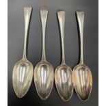 Four matched table spoons London silver. 2 by Peter Ann & William Bateman 1801 and 2 by Samuel