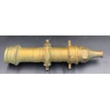 A vintage brass fireman's hose, approx 42cms l.