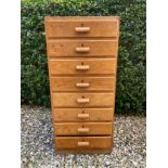 An oak 8 drawer Durrant chest/ filing cabinet.Condition ReportMarks to top and some to front.