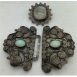 Early 20thC Indian silver to include buckle set with opals together with a brooch set with