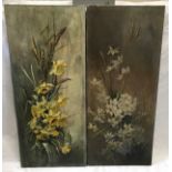 A pair of floral still life oils on canvas. 77 x 33cms.Condition ReportDirt stained, paint