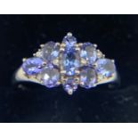 A blue gem set ring mounted in 9ct white gold. Size S, weight 3gms.