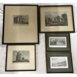 A collection of 5 prints of various landmarks to include Dulwich College, Bank of Scotland, Orford