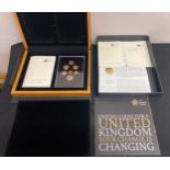2008 UK GOLD PROOF COINAGE SET, comprising 1p, 2p, 5p, 10p, 20p, 50p and £1 coins, in a fitted