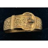 A 9ct yellow gold buckle ring, size Y, weight 3.7gms.Condition ReportShank worn.