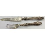 A silver serving knife and fork Sheffield 1856 maker Martin Hall & Co.Condition ReportGood