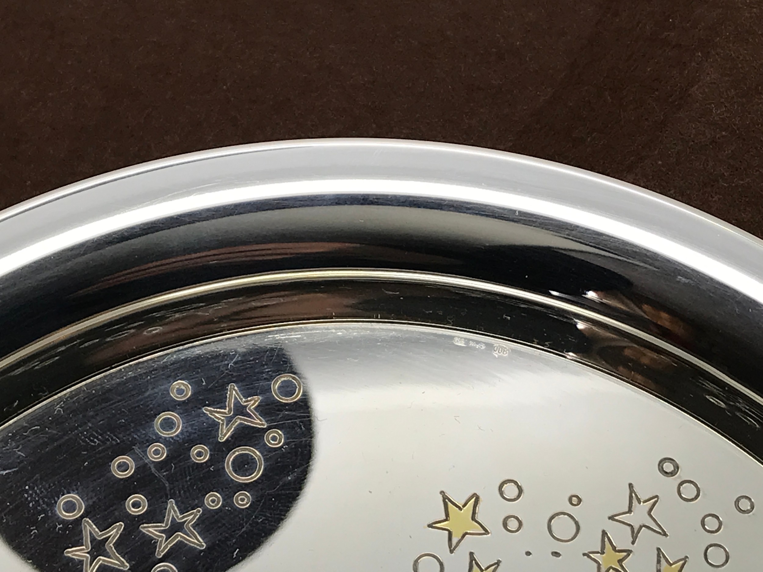 A Italian sign presentation dish with star and arch design stamped 800, star 110 BO and weights - Image 4 of 7