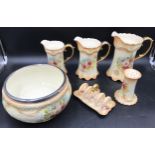 A selection of S F & co Royal Devon Pottery to include graduating set of 3 jugs, largest 21cms h,