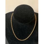 A 9ct gold chain twist link necklace. 4.9gms. 46cms l.Condition ReportGood condition.