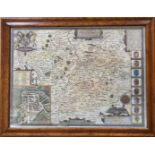 A facsimile of the John Speed map of Leicestershire with maple frame. 38 x 52cm.Condition ReportGood
