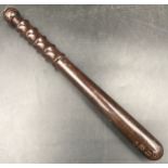 Victorian wooden truncheon stamp 18 EEC V.R, 40cms h.Condition ReportScratches to varnish and slight