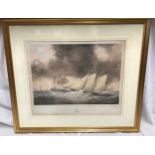 A framed lithograph f The Leda,Yacht R.W.Y.C. engraved by T G Dutton after a painting by N.M. Condy,