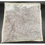 A WWII RAF silk escape map of Germany, approx. 48.5 w x 51.5cm h. Cond: Good clean condition,