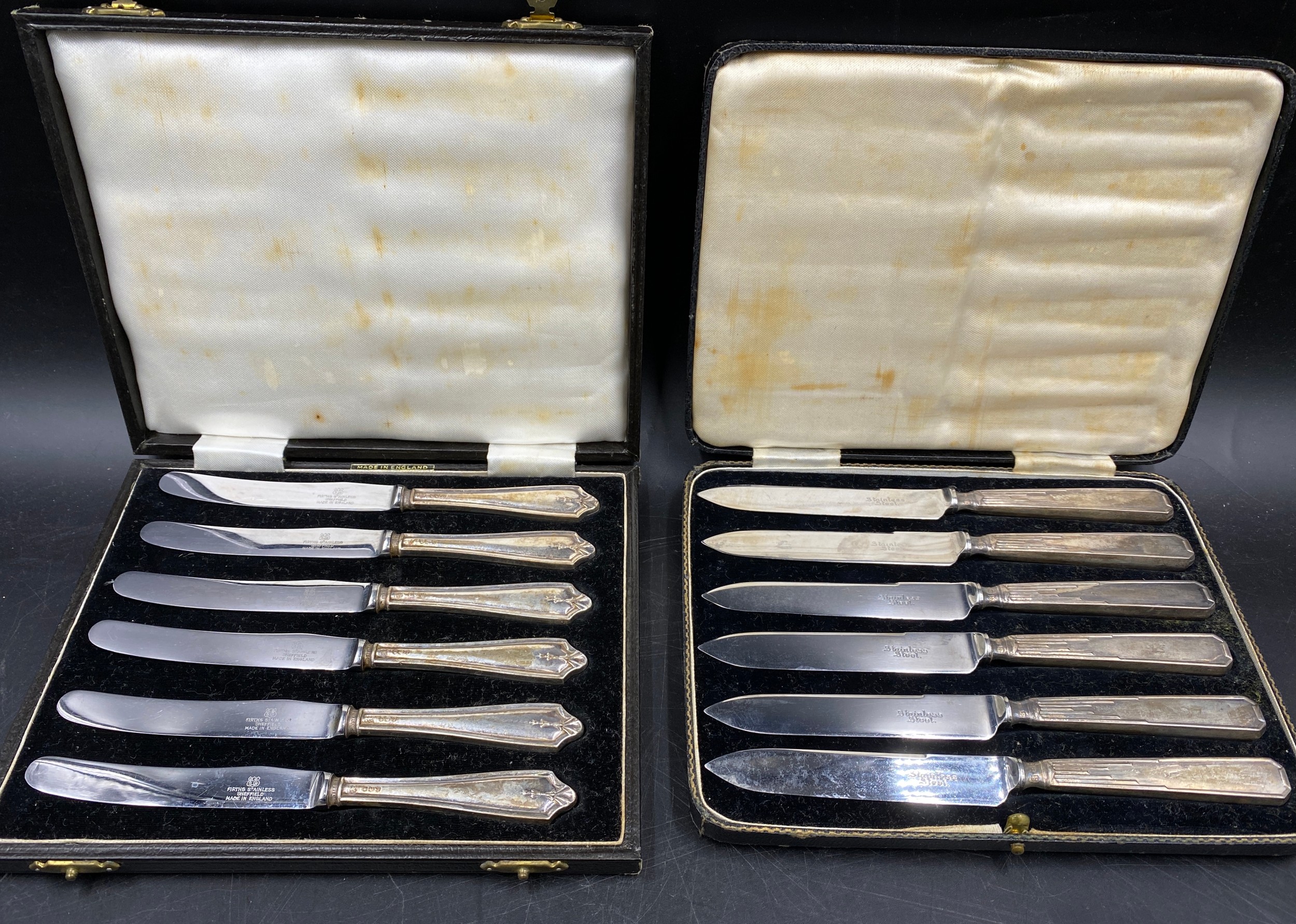 Two cased sets of silver handled fruit knives. Sheffield 1932 and 1934.Condition ReportGood