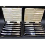 Two cased sets of silver handled fruit knives. Sheffield 1932 and 1934.Condition ReportGood
