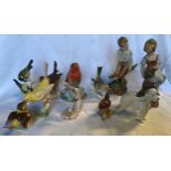 Collection of 6 Goebel bird figurines, one Beswick Wren, one Beswick Poodle and pair of