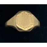 A 9ct gold signet ring. 3.8gms. Size R.Condition ReportGood condition.