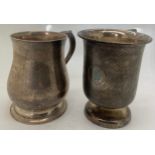 Two silver tankards London 1939 initialled to front and the other with engine turned decoration