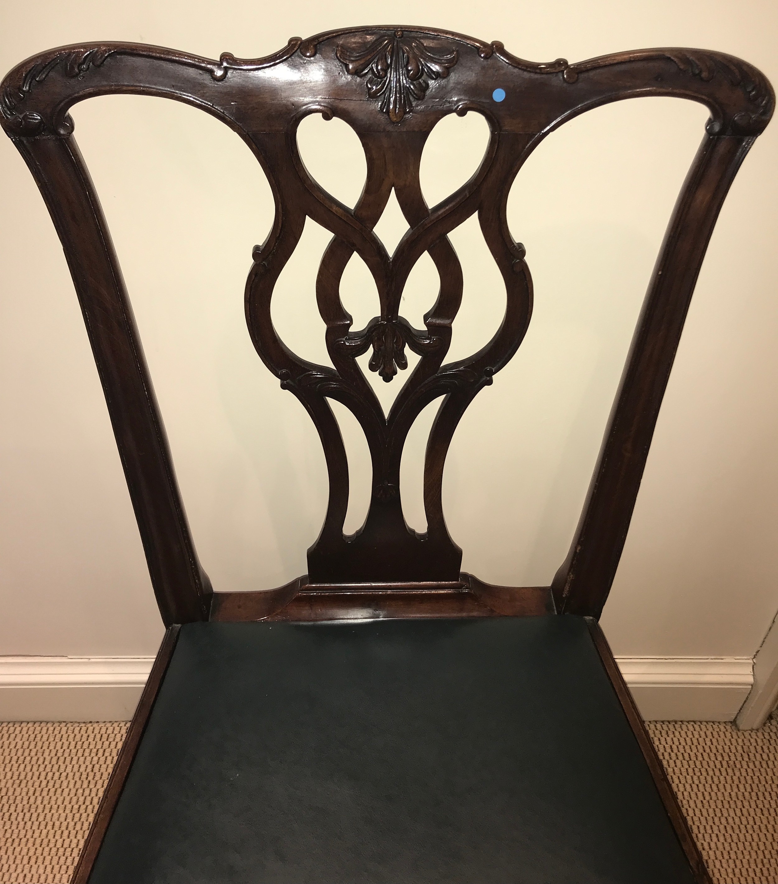 An 18thC mahogany single dining chair with drop in seat on the Chippendale style.Condition ReportOld - Image 2 of 4