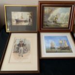 Four various prints and watercolours.Condition ReportGood condition.