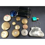 A collection of powder compacts, mostly gilt metal of various makes to include Coty, KGU, Cheramy,