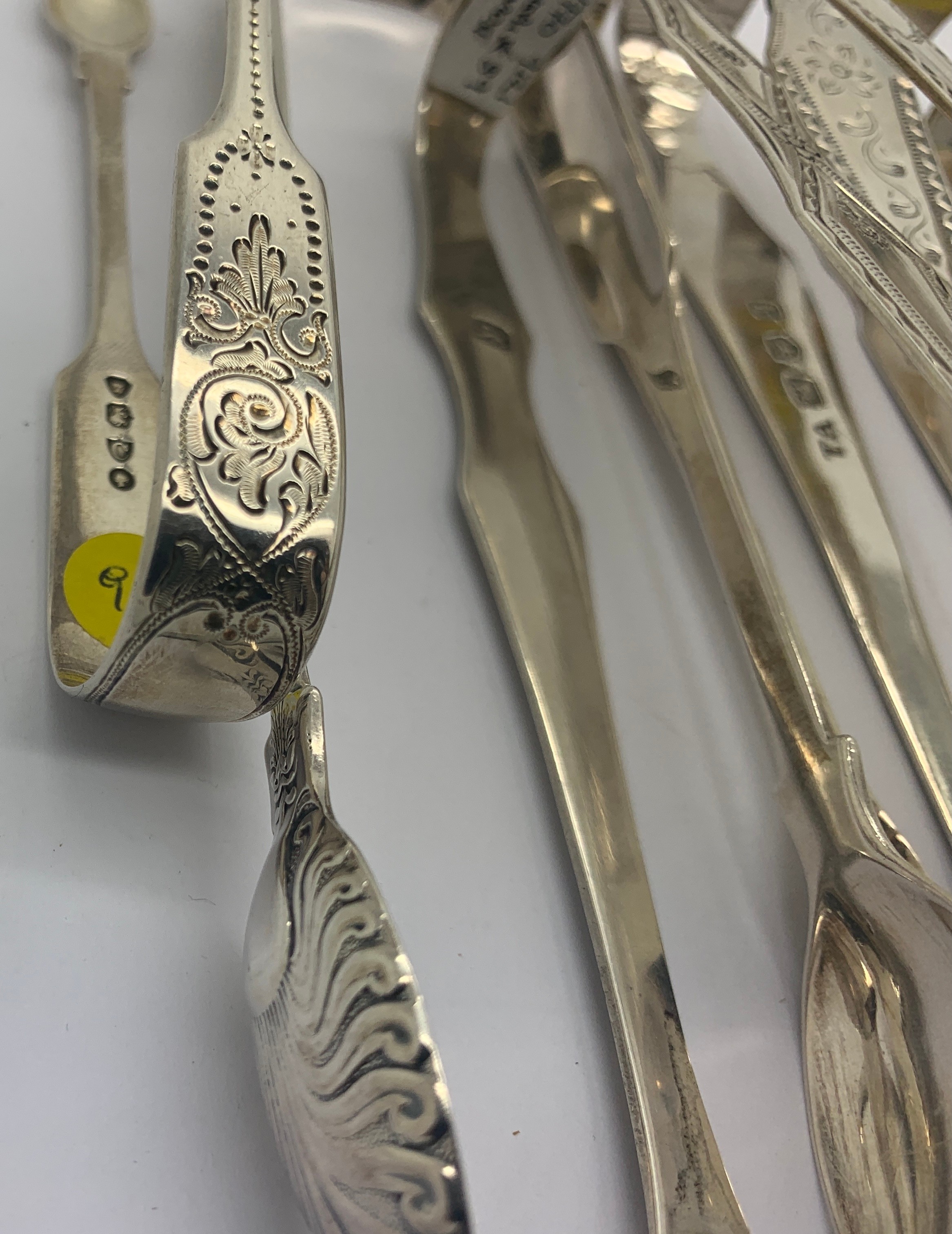 A collection of 15 good quality silver sugar tongs to include: Stephen Adams London 1793 14cms, - Image 6 of 16
