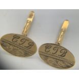 9 ct gold cufflinks. 6.1gms with initials.Condition ReportGood condition.