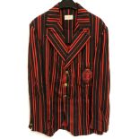 A black and red striped Giggleswick School brazer with school crest to top pocket.Condition