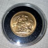 Victoria 1891 full Gold Sovereign in capsule.Condition ReportVF.