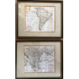 Two framed 18thC maps, 19 x 22cm. South America and Turkey in Europe and Hungary.Condition