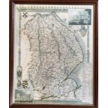 A recent framed copy of a map of Lincolnshire 40 x 40cm.Condition ReportGood condition.