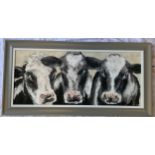 Two prints one by Hollie Rose of three cattle 36 x 84cm together with a Frost and Reed print of 2