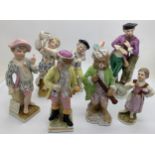 Seven late 19thC porcelain figurines. Tallest 13cms.Condition ReportEight with damage and or repair.