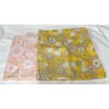 A selection of 1960's bedding fabric to include a double duvet cover with 2 pillow cases of a floral