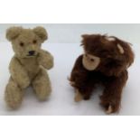 German plush teddy and monkey. Monkey 11cms h.Condition ReportMonkey's feet and hands lacking some