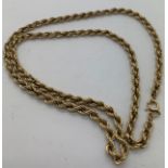 A 9ct gold rope twist chain necklace. 5.4gms. 47cms l.Condition ReportGood condition.