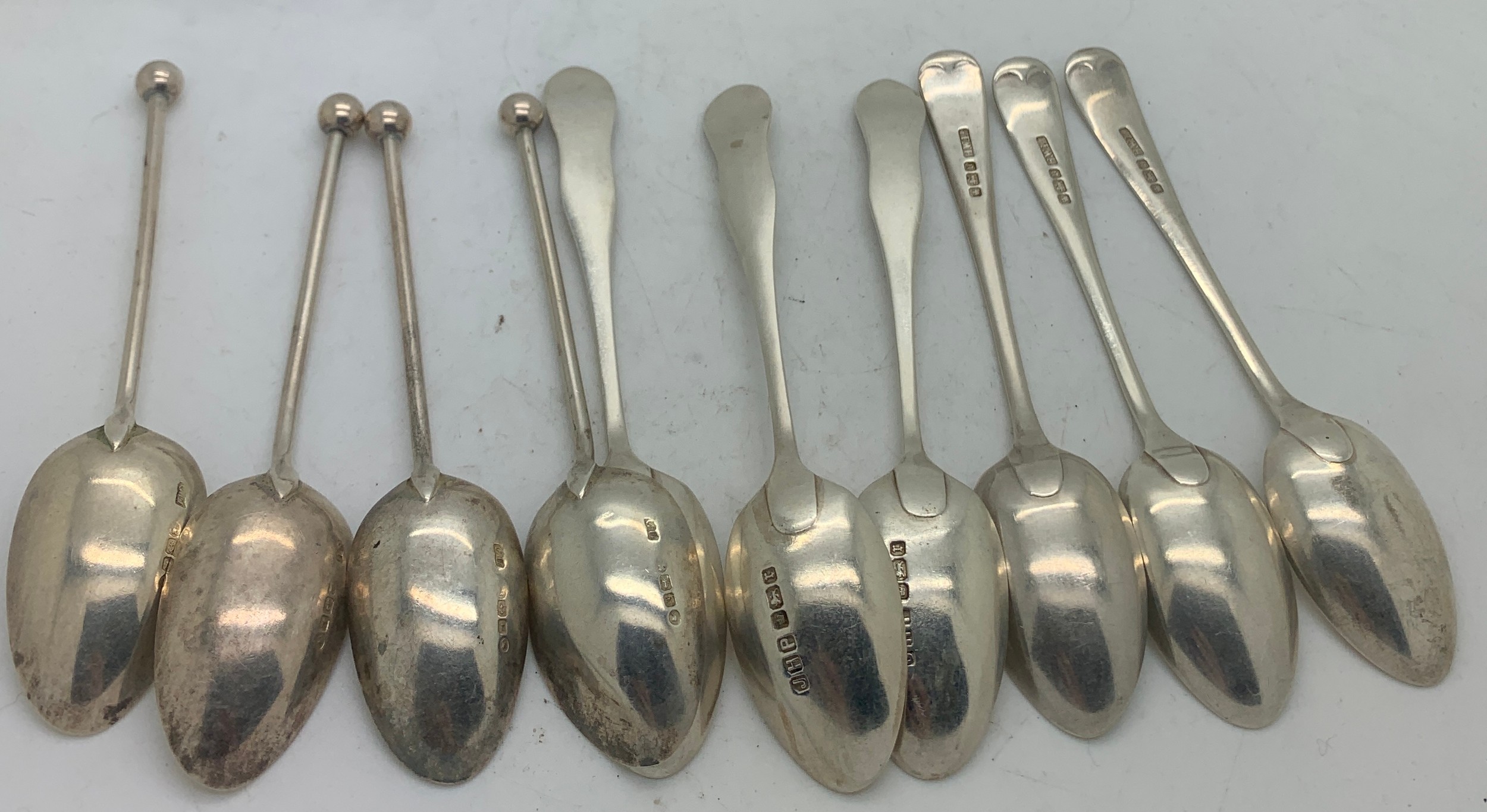 Ten silver teaspoons, various dates and makers. Total weight 117gms. - Image 2 of 2
