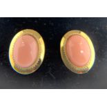 Coral earrings set in 18ct yellow gold. 3.2gms.Condition ReportGood condition.