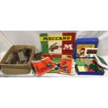 A Meccano box set No 4 with instructions together with a selection of loose Meccano and Bayko