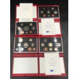 Royal Mint UK Proof coin collection, four cased sets 1993, 1994, 1995 and 1996.Condition