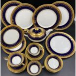 A collection of Aynsley "Georgian" cobalt 7348 pattern dinner and tea ware comprising of 6 x