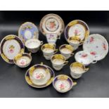A collection of 19thC porcelain cups and saucers to include one Spode, 5 other cups and saucers