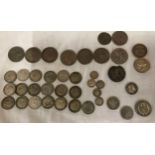 British silver coinage to include pre George VI, half crowns, shillings, 3d, florins, two American