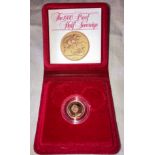 A 1980 Proof Half Sovereign, complete in capsule with case of issue and certificate.Condition