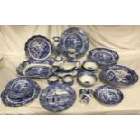 A large collection of Spode Italian blue and white dinner ware to include 35 assorted pieces, cake