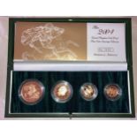 A Royal Mint United Kingdom Gold Proof Four Coin Sovereign Collection set, dated for 2004, with