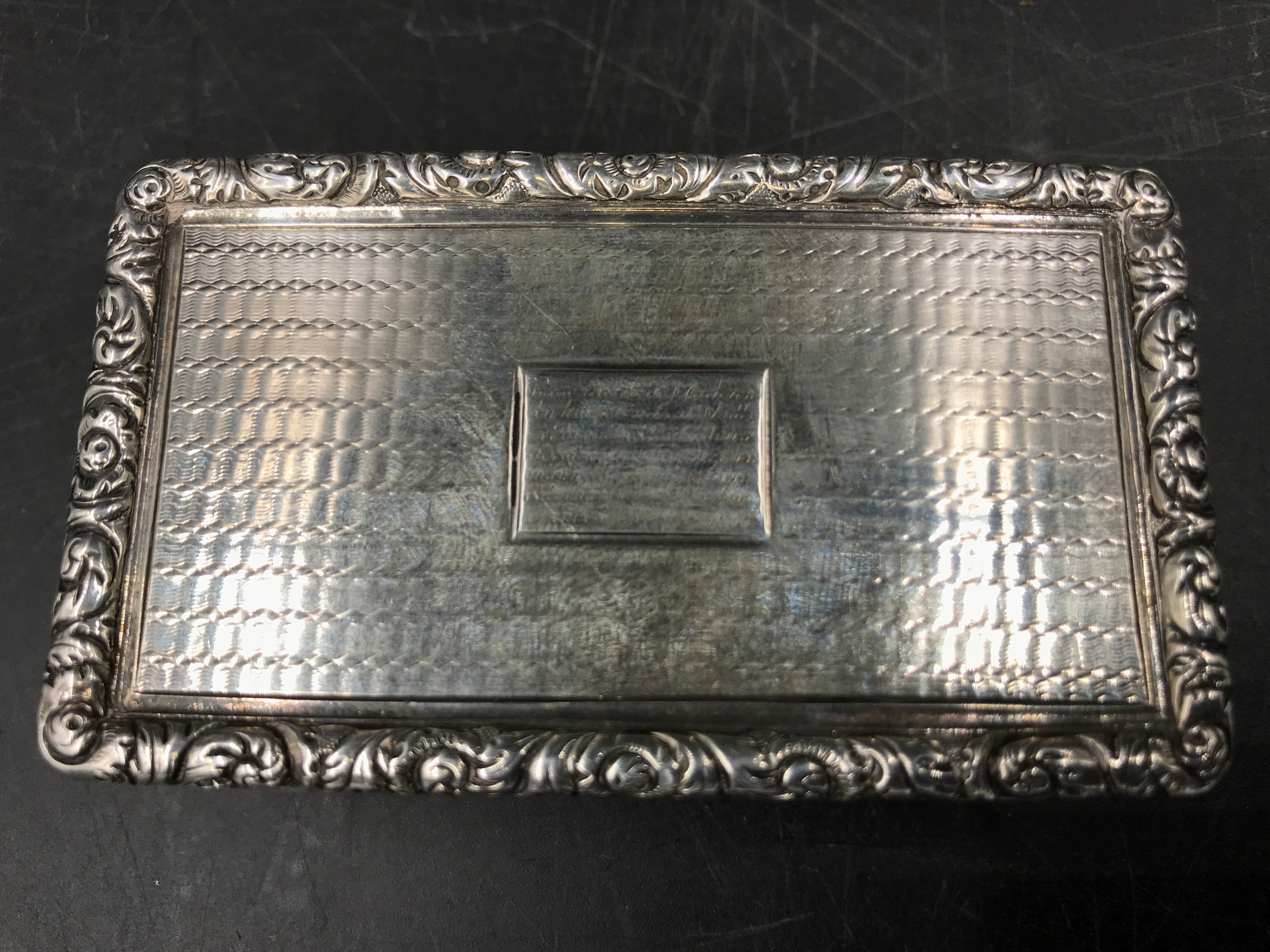 A hallmarked silver snuff box, Joseph Wilmore Birmingham 1834, 7.5cms w x 4.5cms d x 2.5cms h. - Image 2 of 5