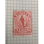 A part filled album of USA stamps and labels to include City Winan's Post, Pony Express, Hussey's