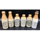 A collection of 6 stoneware ginger beer bottles, Hull makers to include 2 x Chadwicks, 2 x Stoakes